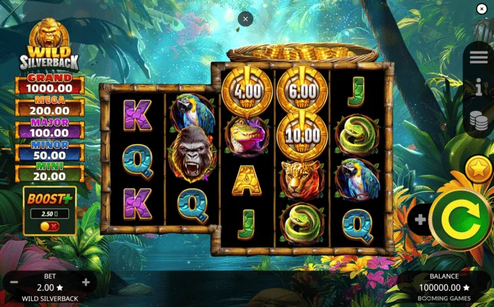 Wild Silverback - Tela de jogo principal com grade 3-3-4-4-4