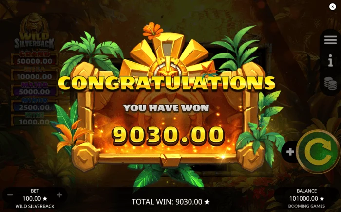 Wild Silverback - Total de ganhos da rodada de Free Spins